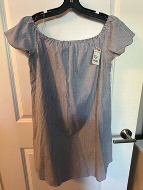 Blue/white striped summer dress L